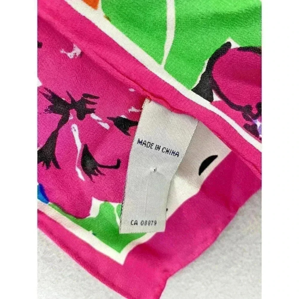 Vintage Sacha Silk Scarf Pink Purple Blue Green Floral 50" x 9" - Picture 3 of 8